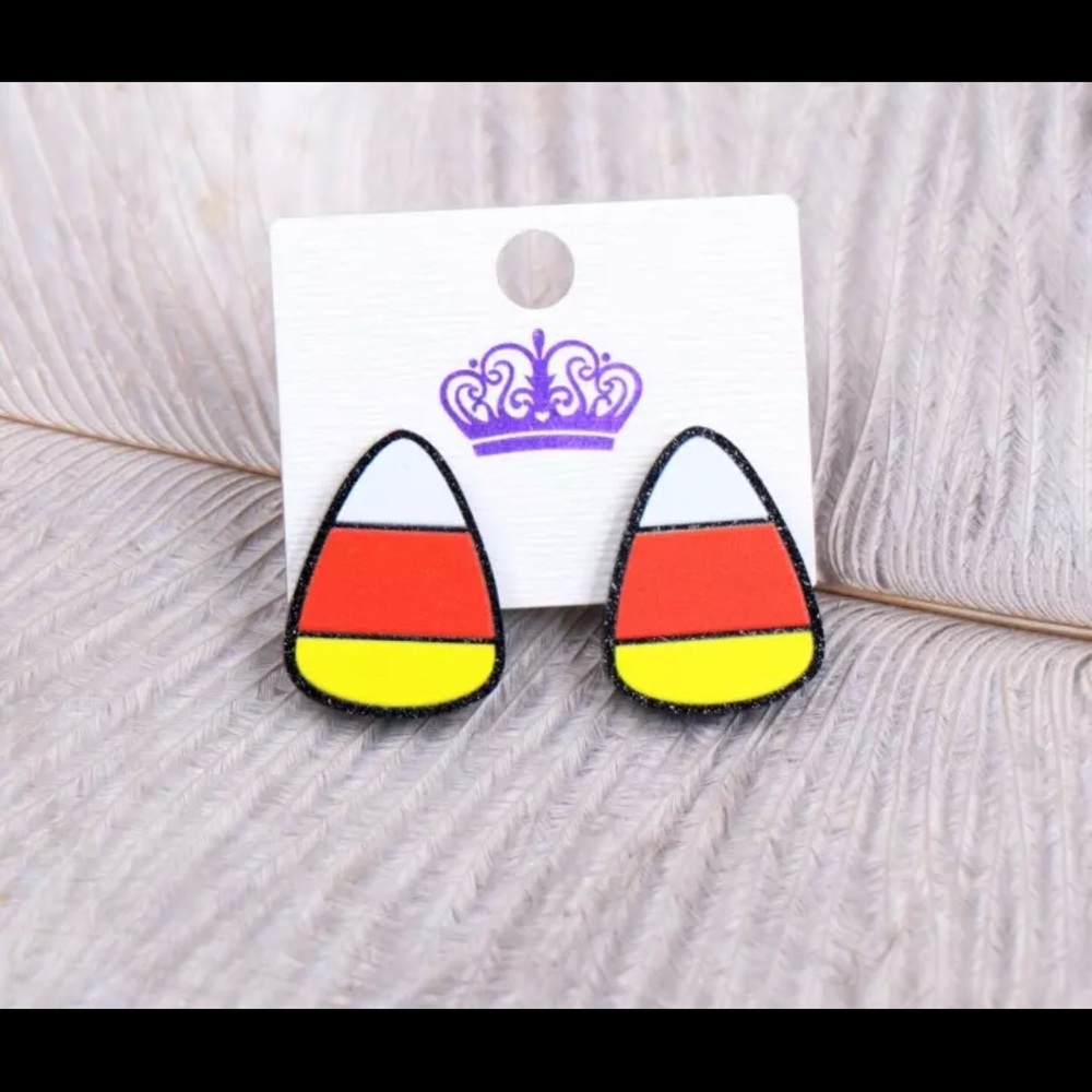 Candy Corn Halloween Stud Earrings